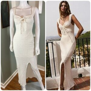 Free People FP Beach Eleni Bodycon XS XSmall Maxi Dress Stretch Textured Gauze